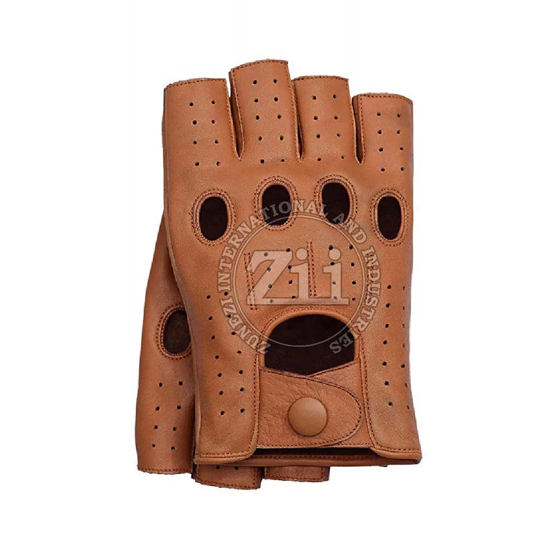 Fingerless new fashion without lining half finger deerskin leather driving gloves for women