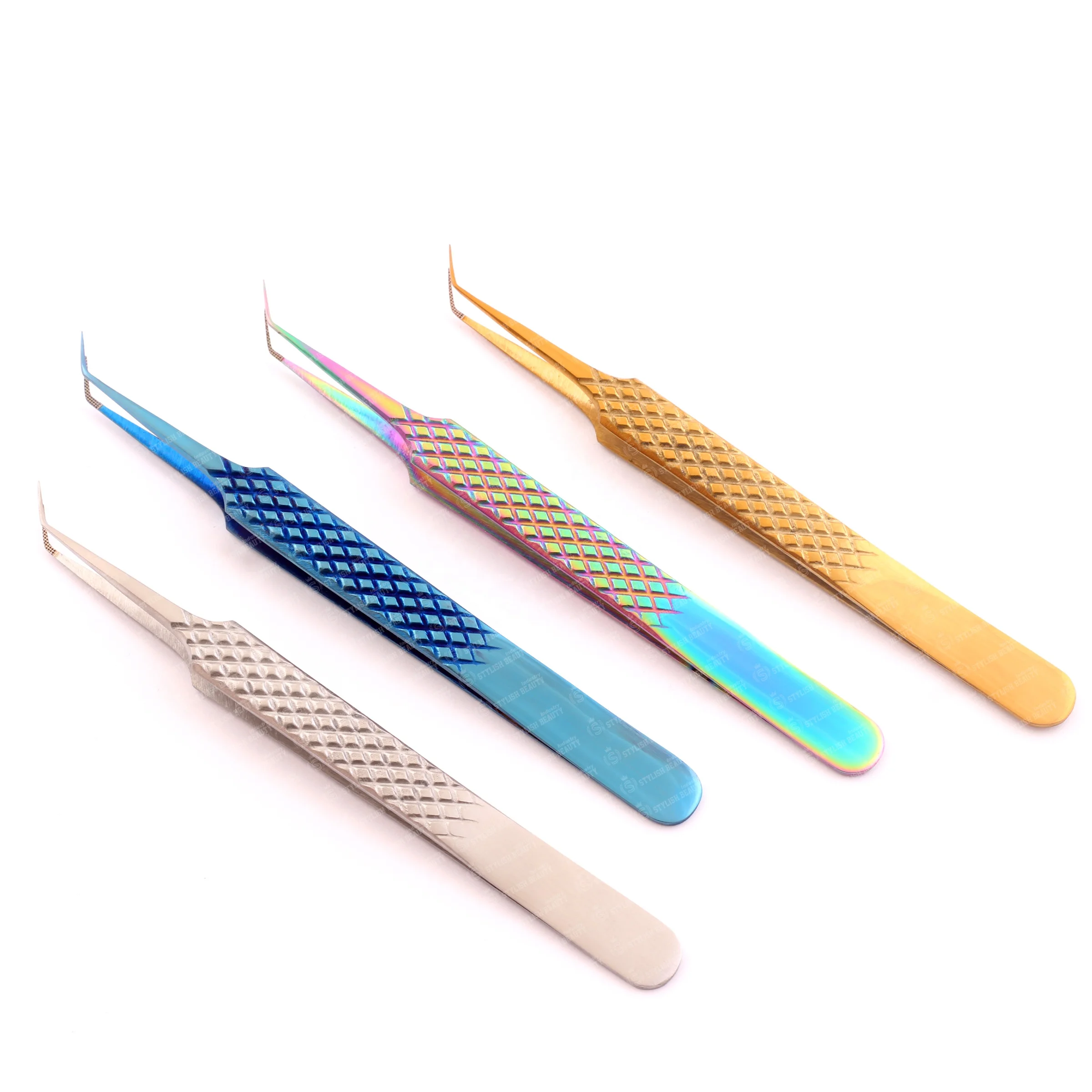 Customized Logo And Color Stainless Steel Diamond Grip Isolation Eyelash Extension Tweezers Perfect For Lash Artist