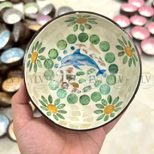 Top Ranking Natural Coconut Shell MOP Inlay Bowl With Variety Design For Kitchen Ware Wholesale Nice Price From Vietnam
