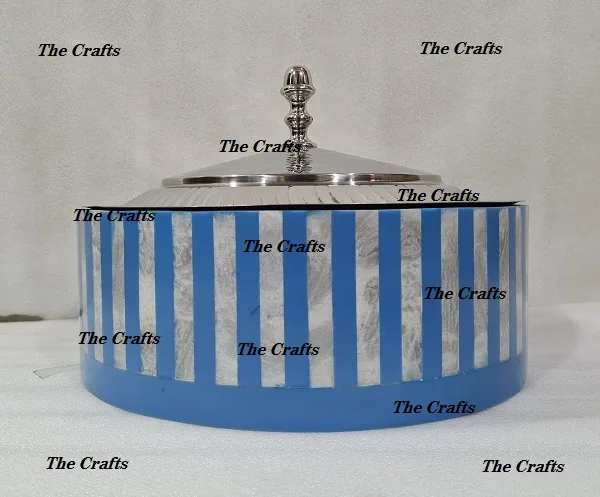 Marvelous Design Wooden and Steel Casserole Dish With Mother of Pearl Work Restaurant Serving Lunch and Dinner Hot Pot