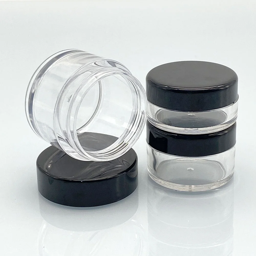 3g 5g 7g 10g 15g 20g round square Spiral black lid clear bulk cheap acrylic dip powder empty nail jar cosmetics jars