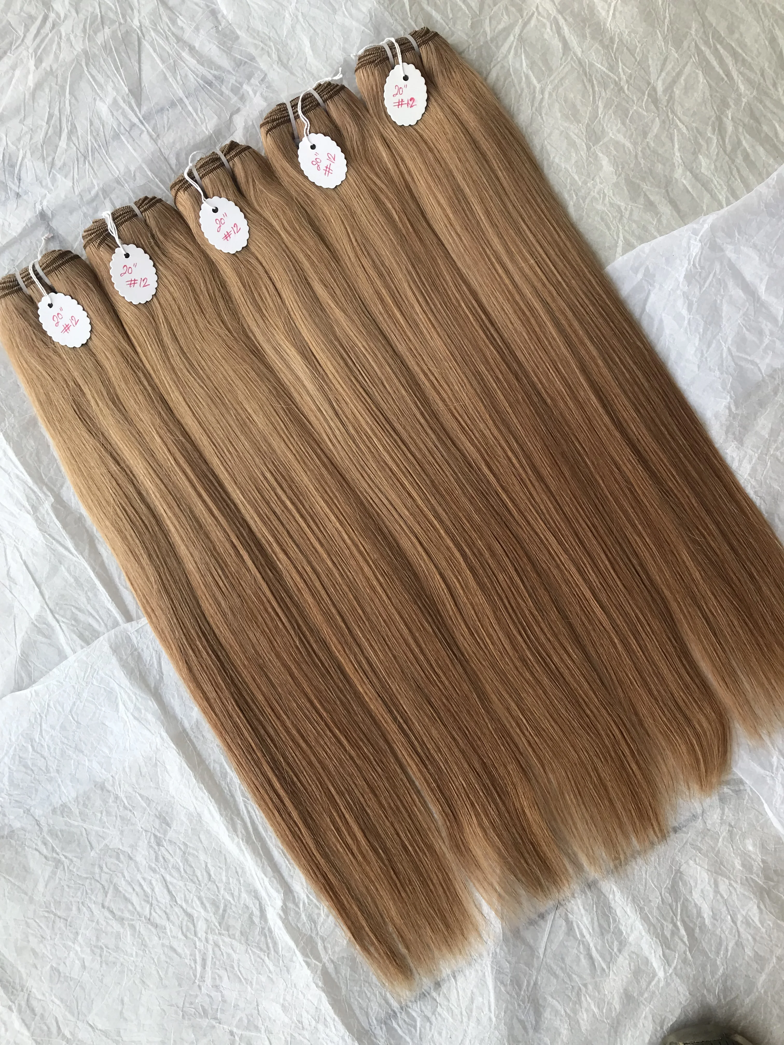 Top Premium Quality Brazilian Mink Cuticle Aligned 20 Inch #12 Straight Coloured Bundles Extensions Single Donor Wholesale Price