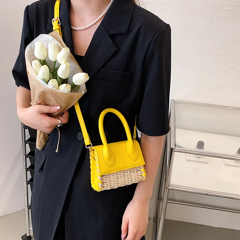 Mini Woman Straw Bag Luxury Summer Raffia Woven Handmade Handbags and Purses Rattan Beach Bag