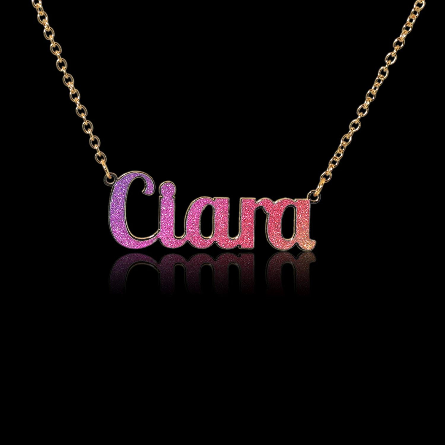 Wholesale name necklace Women Hip Hop Jewelry with beautiful colorful sticker 18K gold plated good gift for family