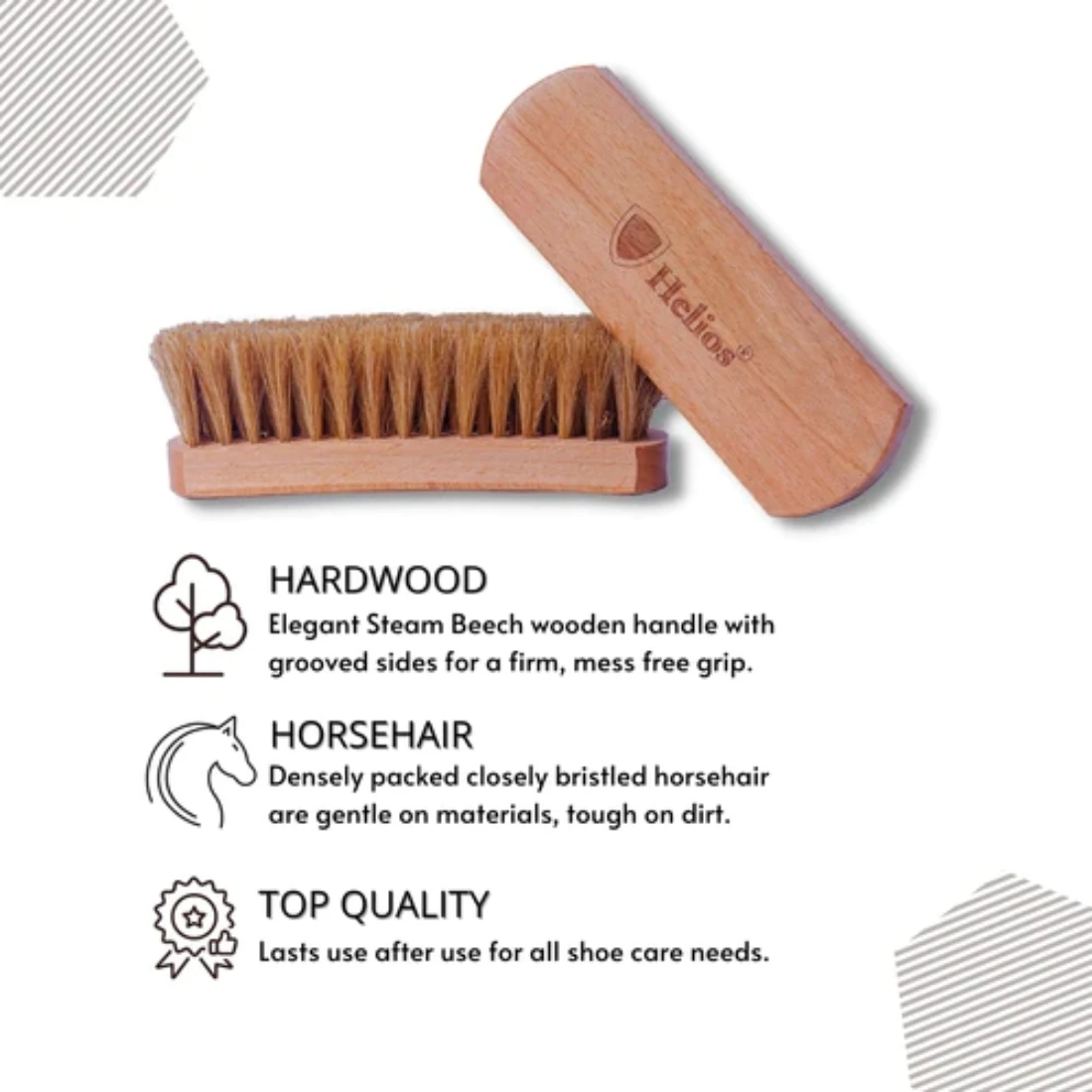 Unleash the natural shine of your shoes with the elegance of a Horse Hair Shoe Brush 6.5 Inch - Big 100% Natural
