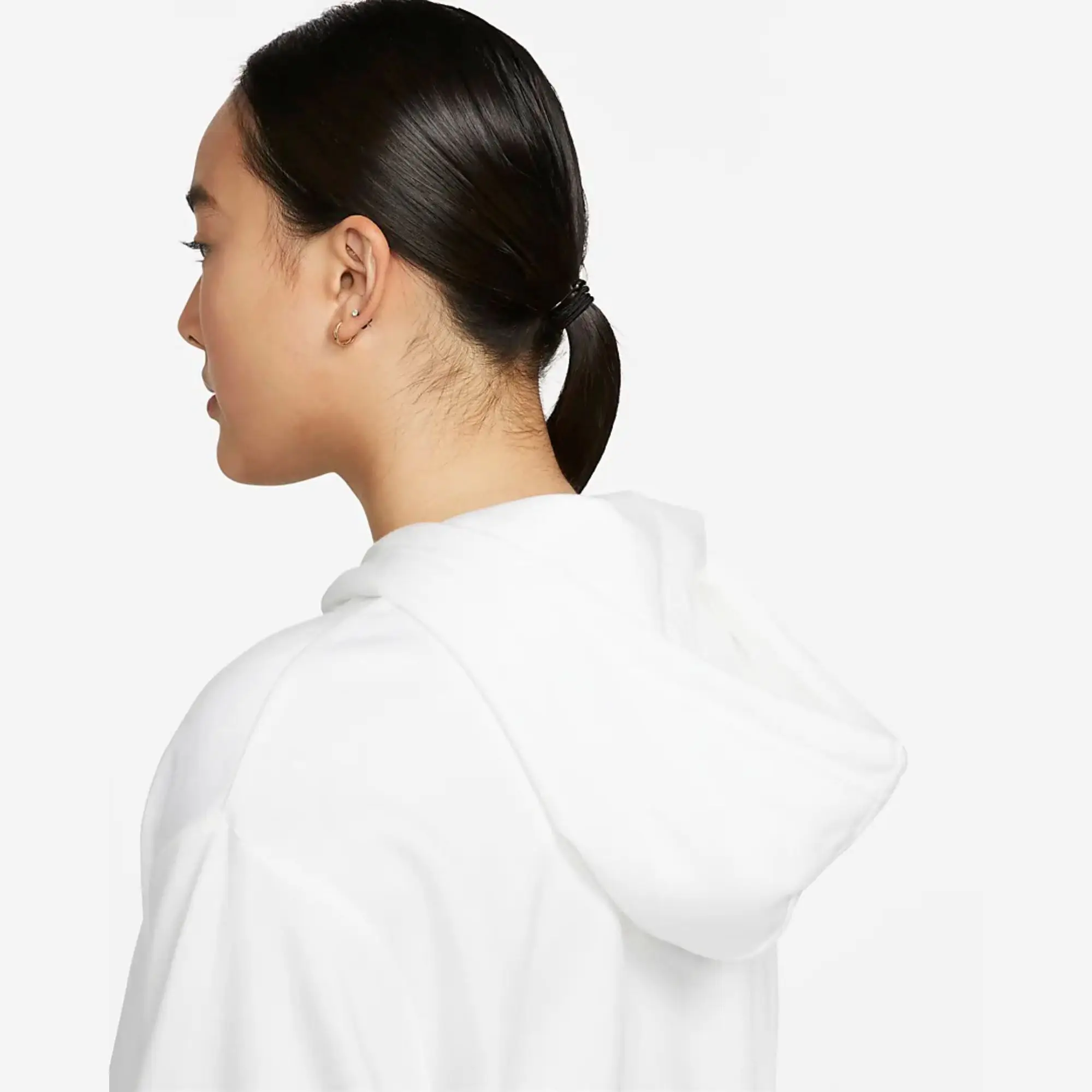 Loose Fit Pullover Hood 66% Cotton 34% Recycled Polyester Spacer Soft Feel Kangaroo Pocket White Women Crop Hoodie