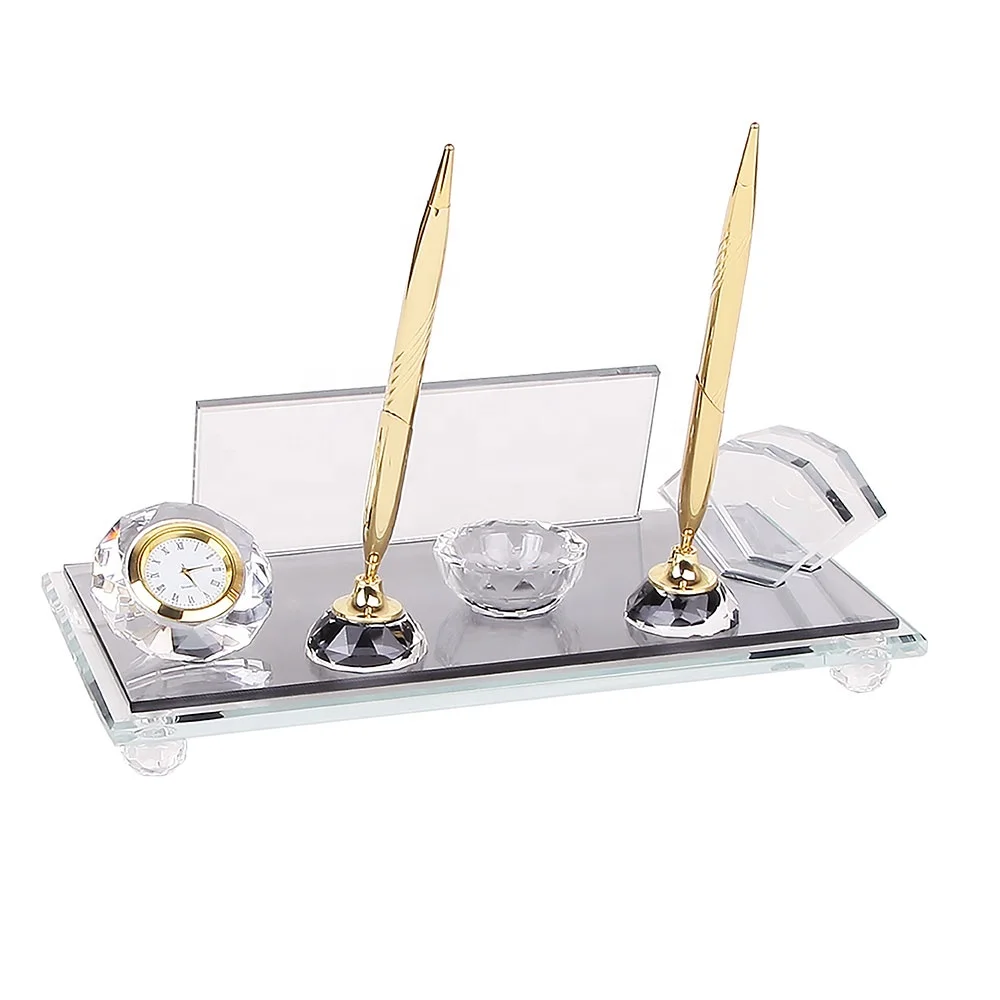 Personalized crystal office desk sets for gift table decor items office stationary