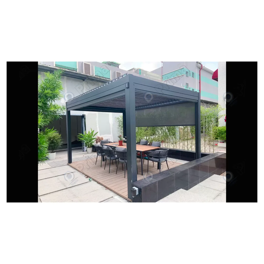 Prima Manual Motorized Wall Mounted Durable Louvre Insulated Pergola Rails Pergola Bioclimatique Aluminium 5x4