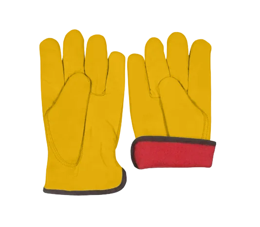 Premium Quality Thick Goat Grain Leather Driver Keystone Thumb Red Fleece lined Gloves Leather Industrial Safety Cold Resistant