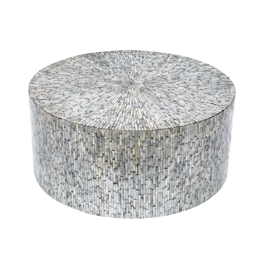 High-end Mother of pearl round coffee table handcrafted luxury coffee table wholesale home furniture from Vietnam