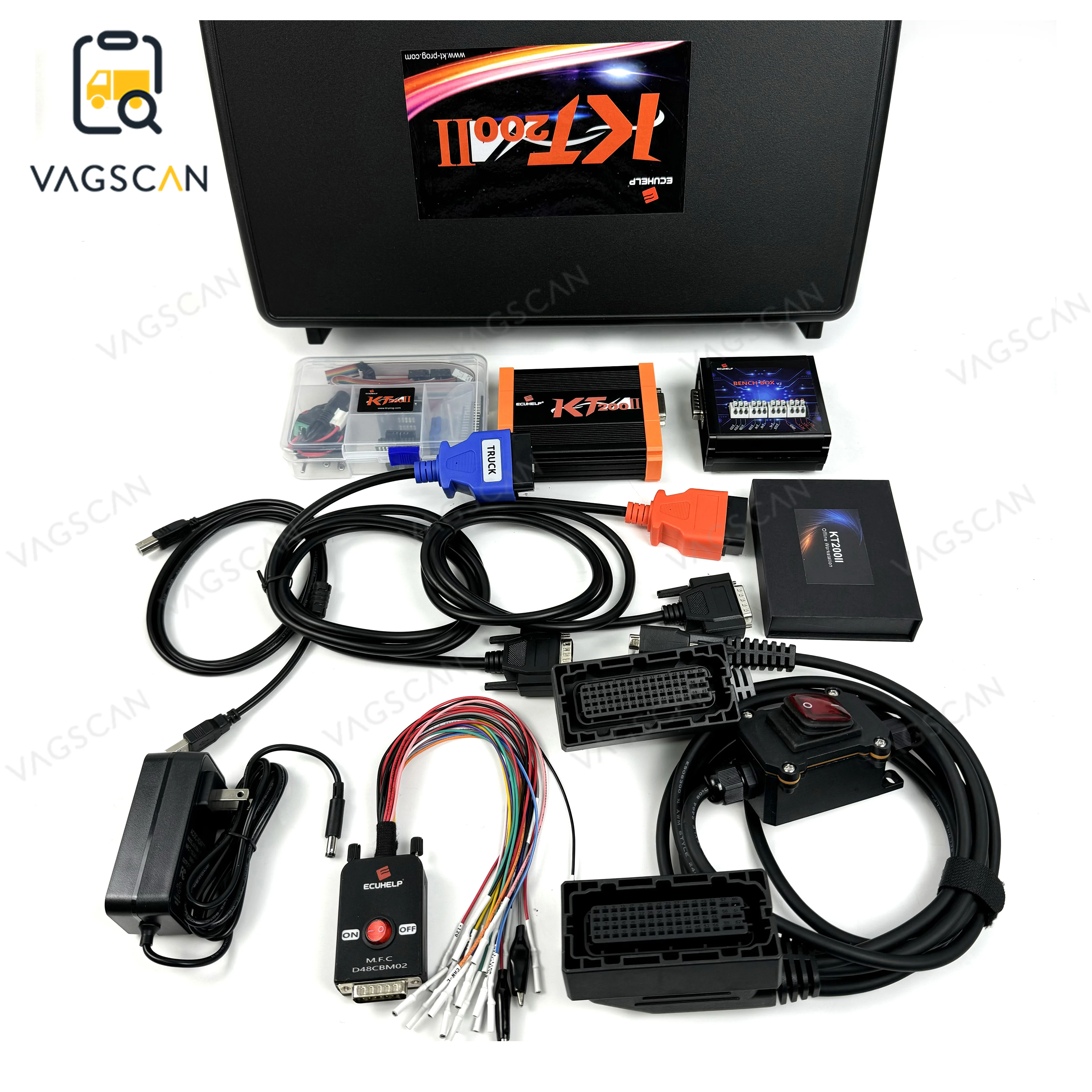 2024 For KT200 II KT200II With Offline Dongle Full Version ECU Programmer and Volvo Renault TRW EMS2.X Bench Cable diagnostic to