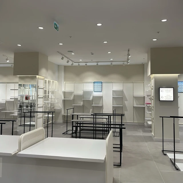 Hot Sales Garment Display Rack Shelf and Clothes Racking Systems with Wood and Stainless Steel Shelves for shopping from Turkey