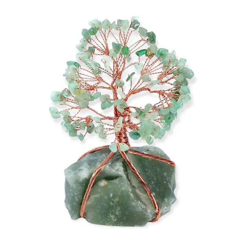 New Arrival Natural Green Aventurine Stone Rough Base Tree Green Aventurine Gemstone Tree Lucky bonsai tree For Home Decoration