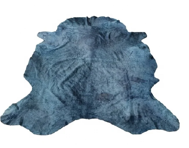 Pure Genuine Leather Dyed Olive color Handmade Hair on cow hair on leather Modern cowhide Area rug