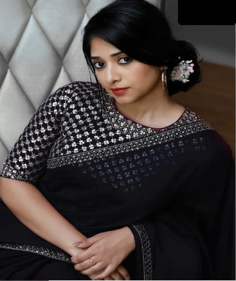 Heavy Designer Wear Pure Georgette Saree with Embroidery and Stone Work and Lace Border Saree for Festival Wear Fancy Saree