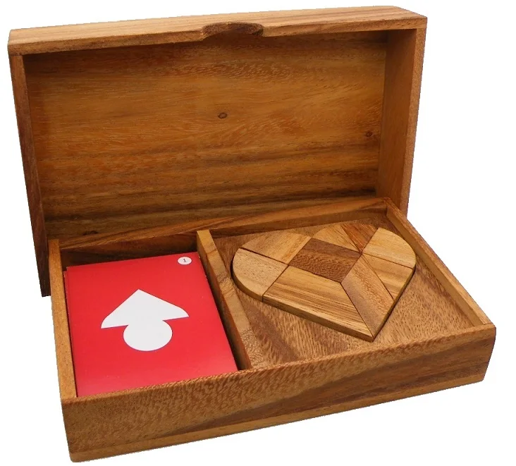 Attractive Heart Tangram Set with Play Cards Wooden Puzzle Game High Quality at Latest Price