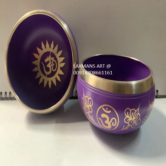 Buddhism Prayer Handmade Brass Metal Craft Singing Bowl For Meditation Wholesale From India copper silver colours singing bowl