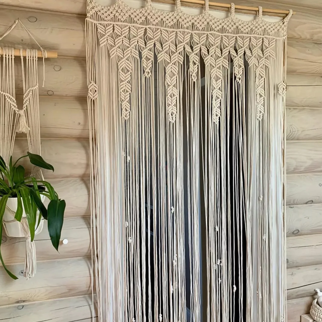 Handmade Macrame Wall Hanging Tapestry for Door Hanging or Room Divider Curtains & Drapes Home Decor Cotton Woven Curtain Fabric