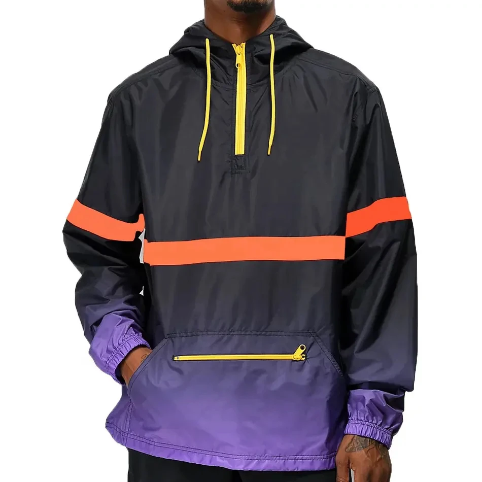 OEM Wholesale Nylon and nylon Running Waterproof Windproof Custom Anorak Windbreaker Jacket For Men hoodies worker jacket