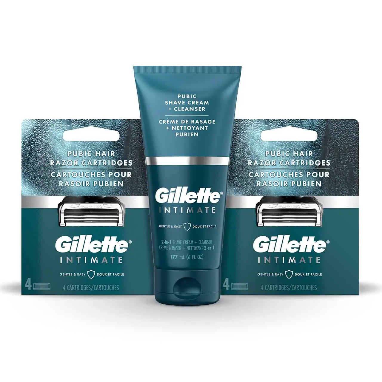 Gillette интимный крем для лобкового бритья 2 в 1 + Очищающее средство нежная формула разработанная лобковых волос и кожи с алоэ (177 мл)