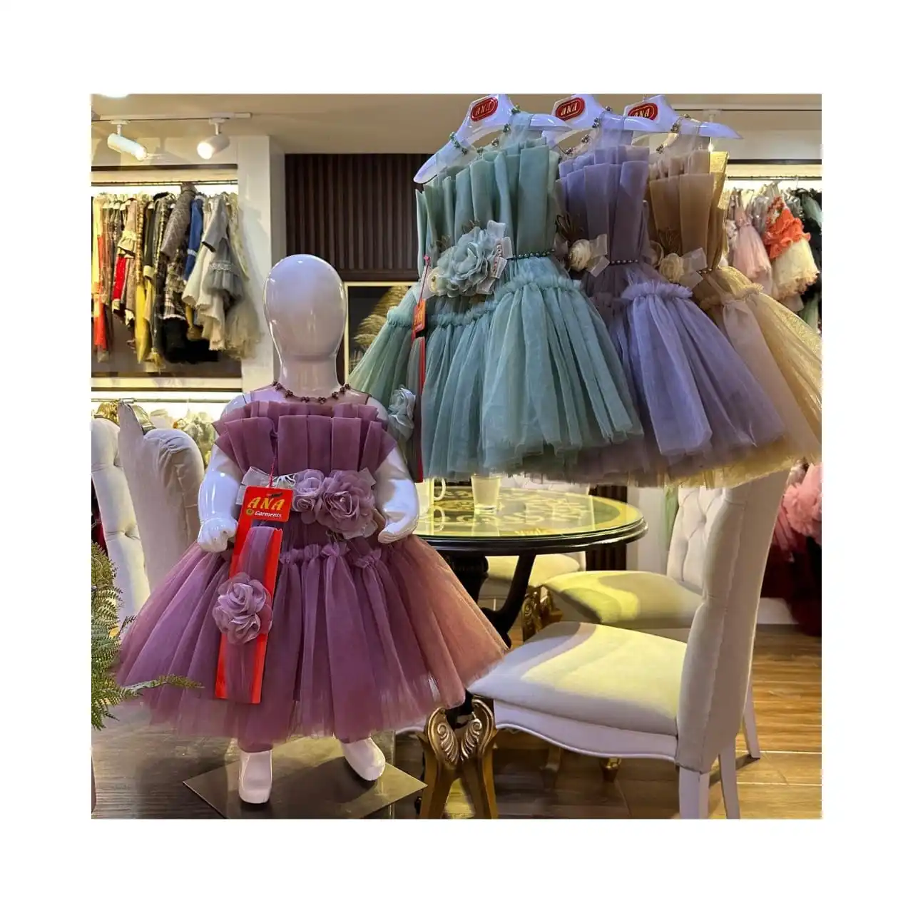 2024 New wholesale baby girls layered Dresses long maxi dress birthday party dress