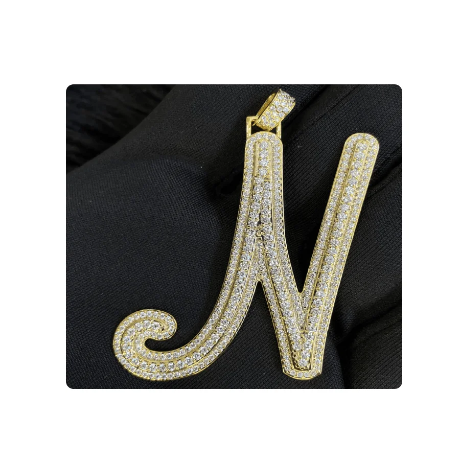 Indian Manufacturer Customized Alphabet Charm  Letter Pendant Made in 10kt Gold With Vs-si Natural Diamonds