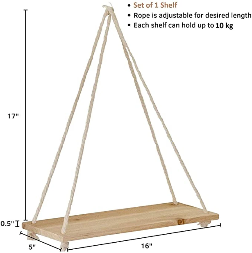 Wooden Wall Floating Hanging Shelf/ Wall hang shelf Home decoration/Pure Natural Wood Wall mounting Ledge rustic shelf storage