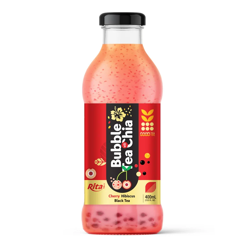 Free Sample Best Sell  Bubble Tea 400Ml Bubble Tea Chia With Raspberry Dragon Fruit Black Tea Flavor
