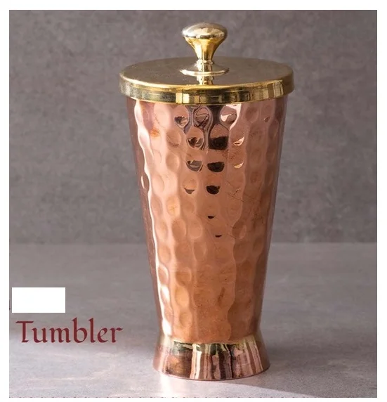hammered Copper Moscow Mule Tumbler With Lid Polished Best Quality Handmade Metal Drinkware For Bars And Restaurant From India