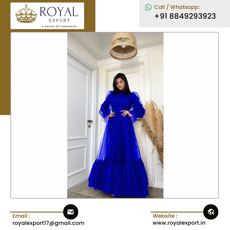 Indian Manufacturer Selling High Quality Luxury Designer New Soft Tissue Net Gown Kurti at Competitive Price