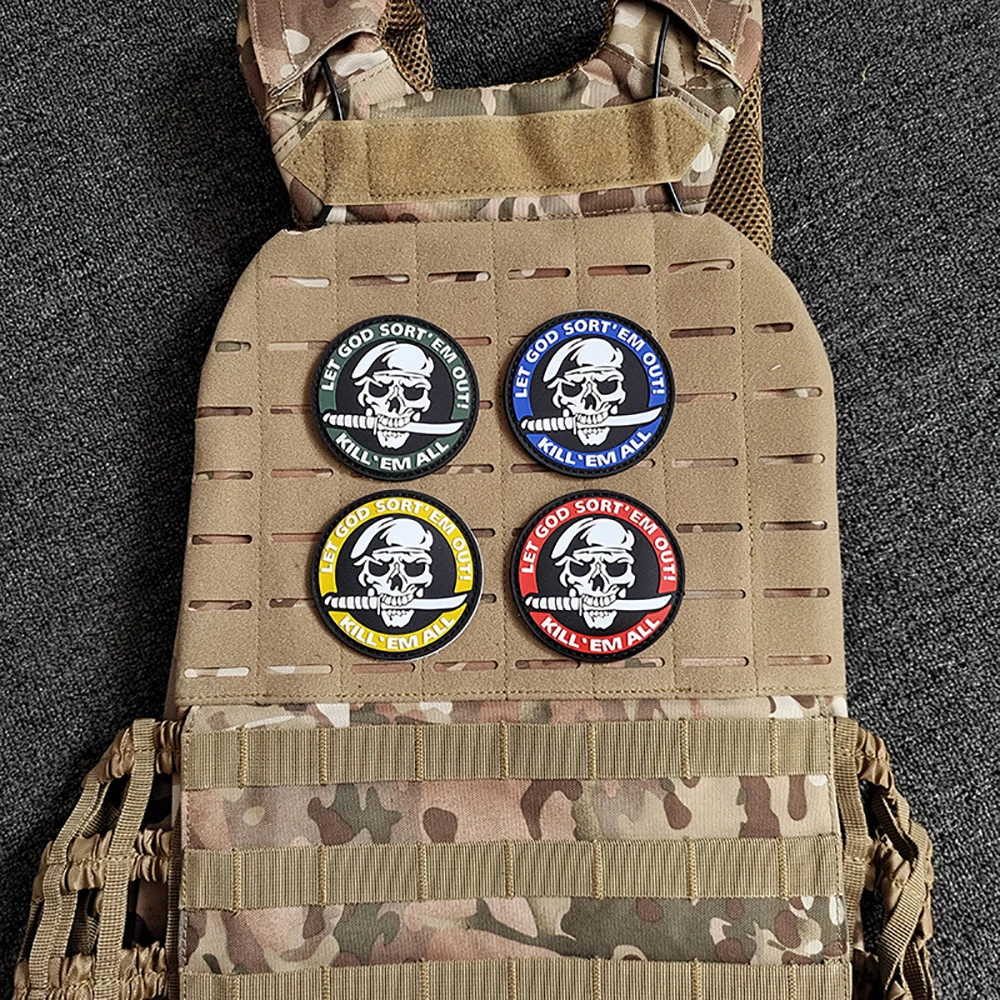 Excellent quality custom punisher 3D pvc rubber label patch silicone badge for clothing
