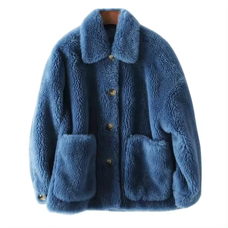 Apparel Winter Windproof Clothing Sherpa Button Outdoor Customize Oversized Original Vintage Color Size Fashionable Women Jacket