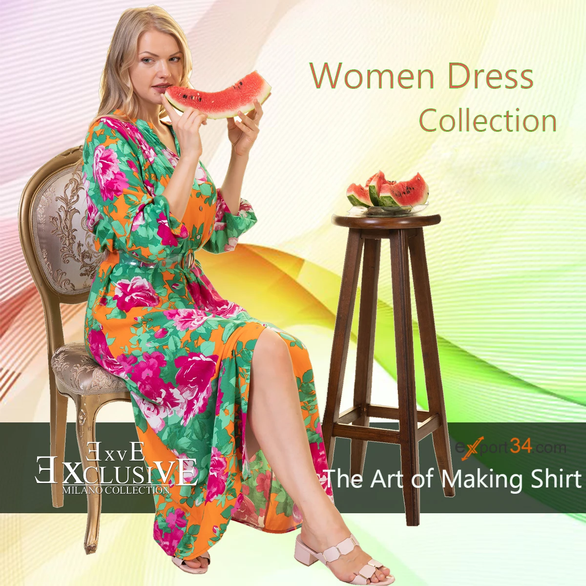 Beige Wall Print Strech Women Dress womens dresses