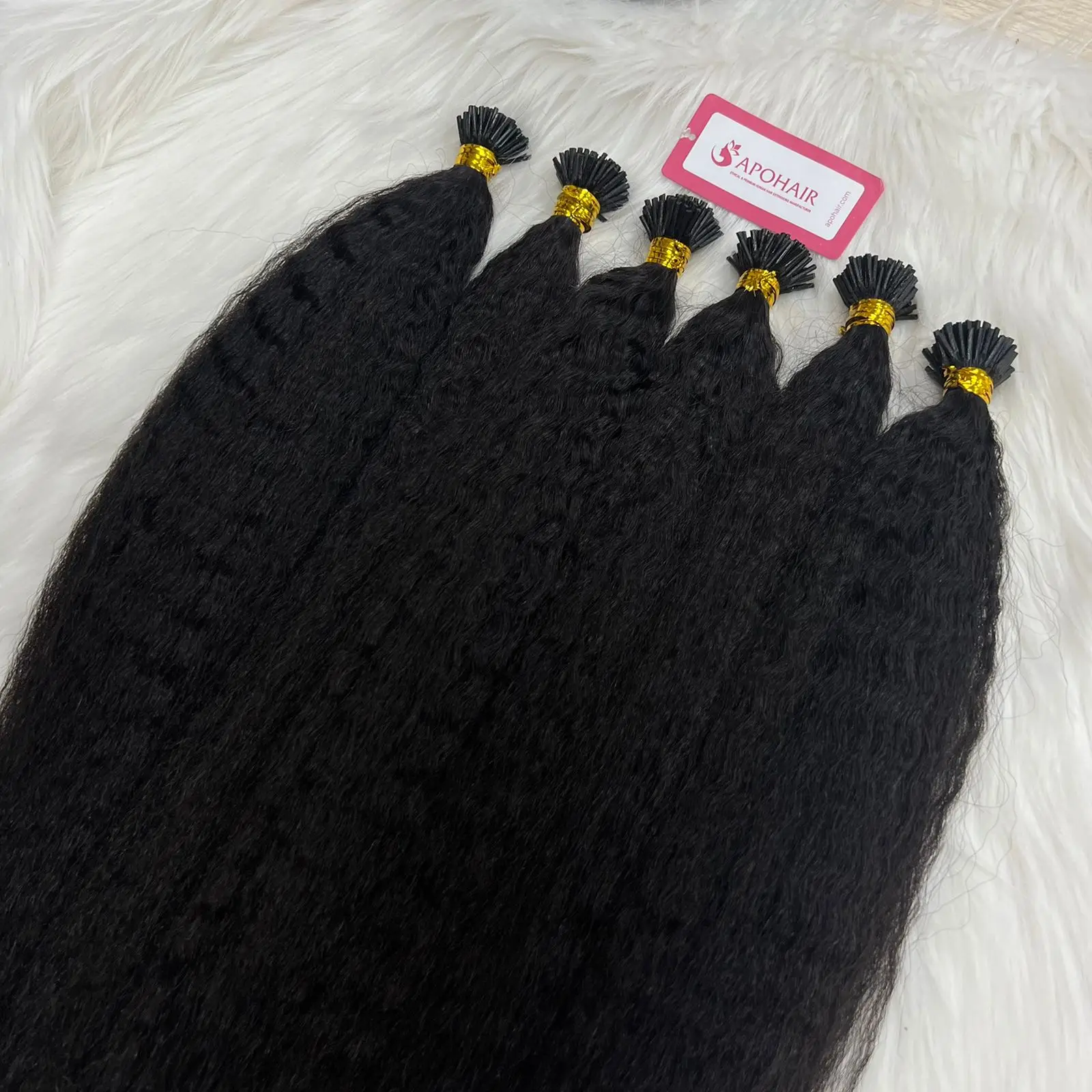 Vietnamese 100% Human  Hair Natural  Color I-Tip Keratin  Hair Kinky Straight  Human  Hair