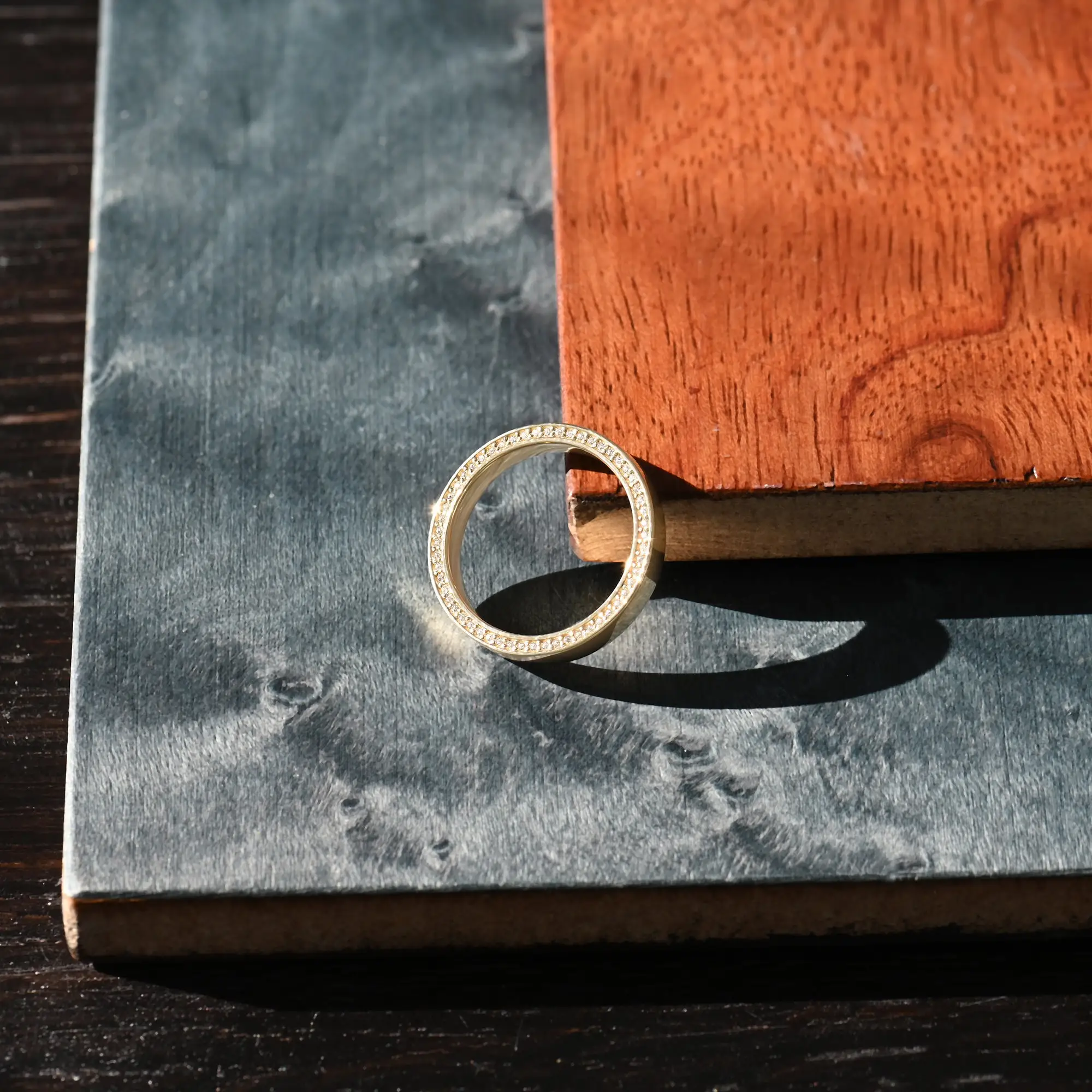 14k Solid Yellow White Rose Gold IGI GIA Certified VVS VS Diamond Pave Side Flat Wedding Band Women Fine Jewelry Ring