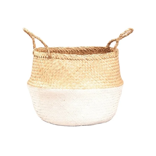 Vietnam Factory Audited Wholesale Smeta Certificate Good Sale Seagrass Storage Basket PC Material Beach Bag Shopping Kitchen Use