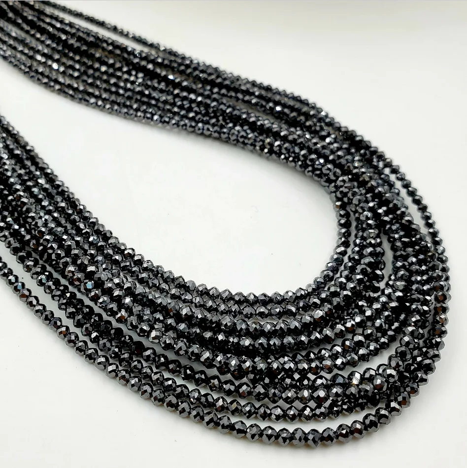 Natural Loose Black Diamonds Faceted Beads Strands from India,black diamond prices,Natural Diamond Beads