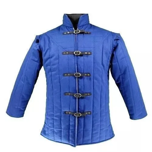 Средневековое винтажное пальто Gambeson, 100% хлопчатобумажная стеганая куртка с длинным рукавом и воротником мандарина