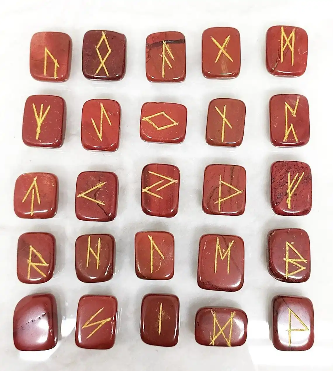 Wholesale Natural Crystal Top selling Red jasper  Rune Set gemstone Agate Natural Reiki Set Rune Set