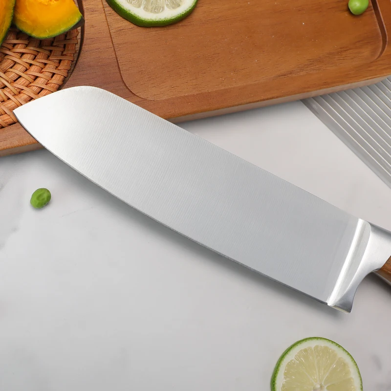 7 Inch German 1.4116 Stainless Steel Professional Vegetable Cutting Kitchen Santoku Knife With Wooden Handle