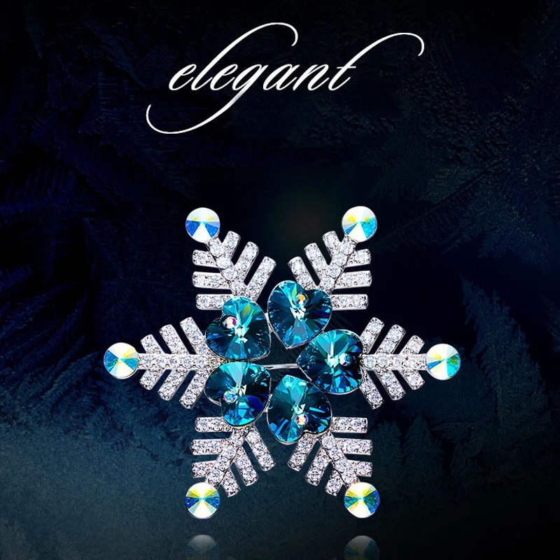 CDE X0387 Fashion Crystal Snow Brooches Wholesale Designer Safety Needle Crystal Rhinestone Snow Brooches For Wome