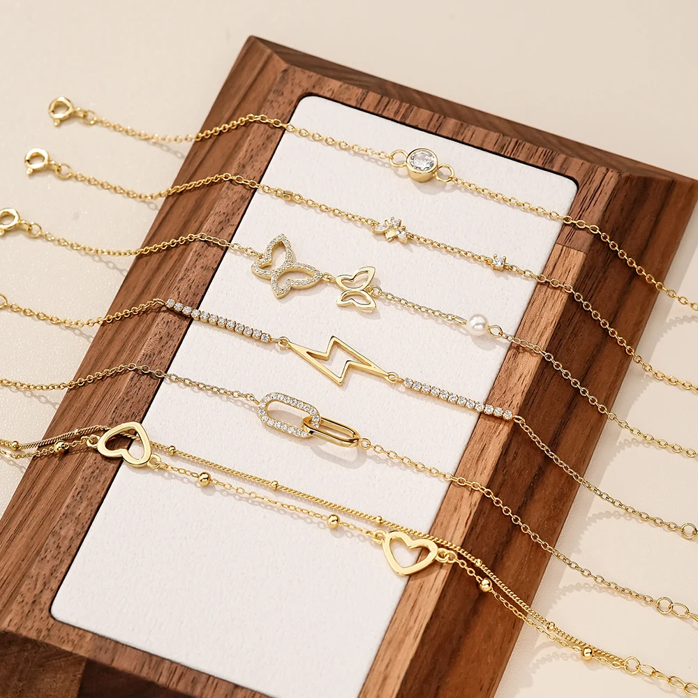 Fashion Jewelry Geometric Lightning Circle Paperclip Insect Bee Heart Butterfly Charms Bracelets for Women