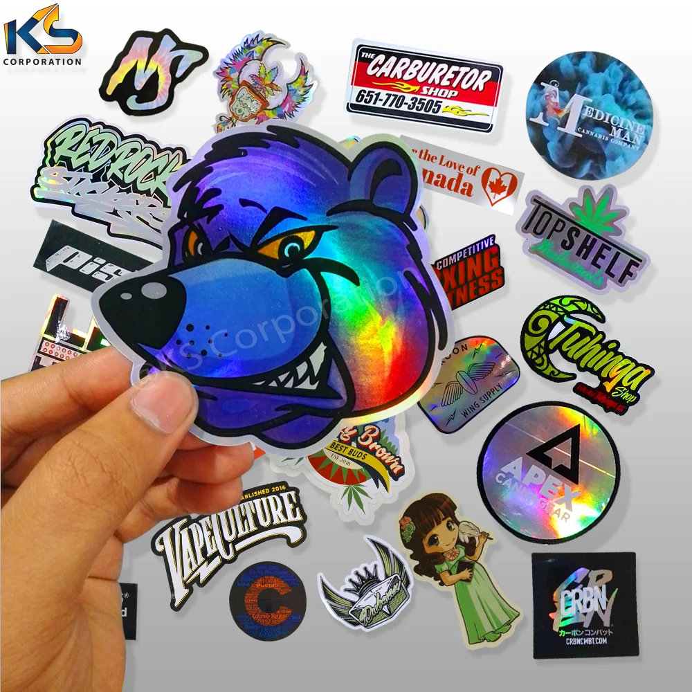 Custom Die Cut Holographic Sticker PU Sticker With Your Own Design Holographic Self adhesive Waterproof Die Cut Hologram Sticker