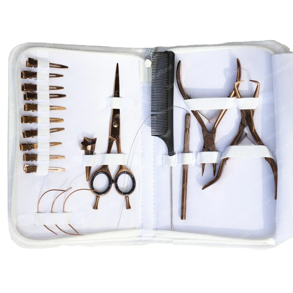 Stainless Steel Gold Plated Tape in Hair Extension Tools Kit Zorg International Made Plier Points with Glue and Iron