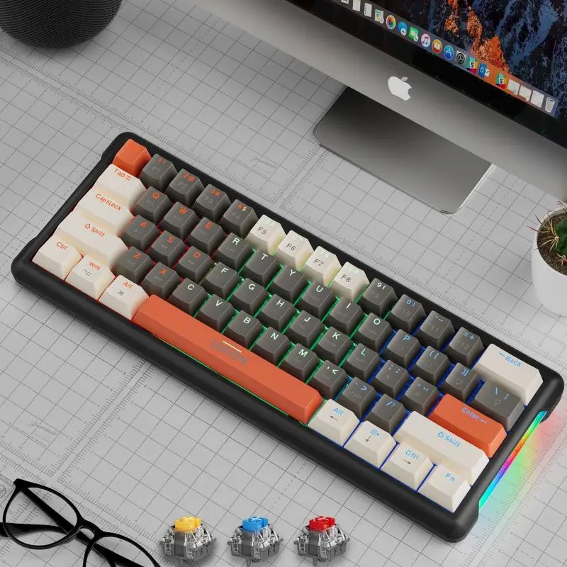 K610 Лидер продаж Мини Проводная Беспроводная механическая клавиатура Rgb подсветка с Подсветкой СВЕТОДИОДНАЯ компьютерная игровая
