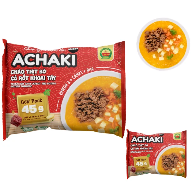 Achaki instant porridge Beef with carrot and potato High Quality baby retort pouch Vietnam Manufacturer 100% fresh ingredients