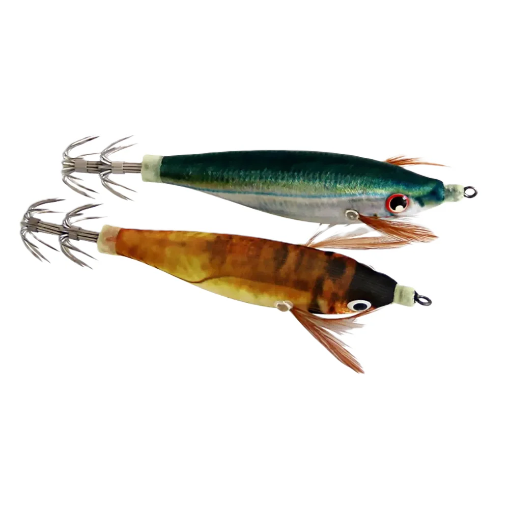 Good Price Double Layer Hook Artificial Bionic 9g 10cm 14 Piece/Box Sinking Plastic Wood Shrimp Fishing Lures Luminous Squid Jig
