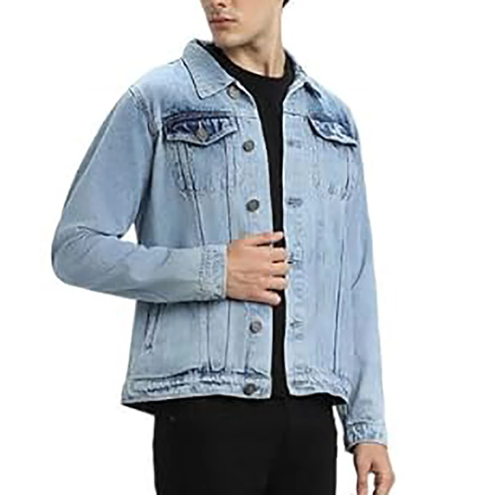 New Iconic Stylish Mens Casual Denim Jackets Wash Blue Color High Quality Winter Jackers Oversize Mens Fashion Jeans Jackets
