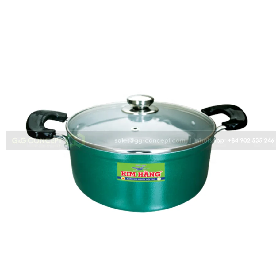 Set 3 Pieces Genuine Kim Hang Non-Stick Coated Aluminum Cooking Pots 16CM 20CM 24CM High-Class Luxury Design on Sale
