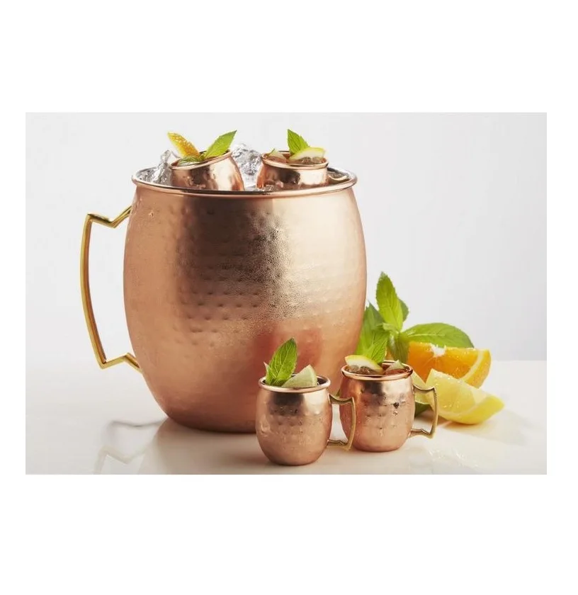 Moscow Mule Mugs Set 100% Food-Safe Pure 2 Copper Mugs Stirring 1Spoon and 1 copper Measuring Glass